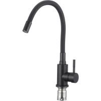 Смеситель для кухни Savol S-3002H-01 с гибким изливом, черный матовый