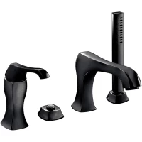 Смеситель на борт ванны Emmevi Ares 76120/NEO с душевым гарнитуром, черный матовый