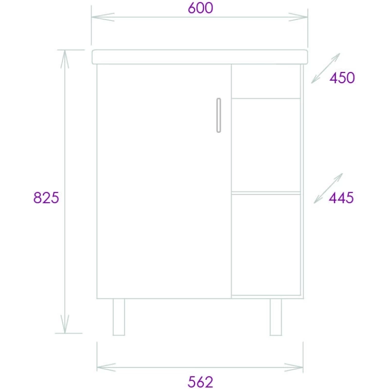 Комплект мебели дуб сонома/серый матовый 60 см Onika Легран 106141 + UM-COM60/1 + 206070