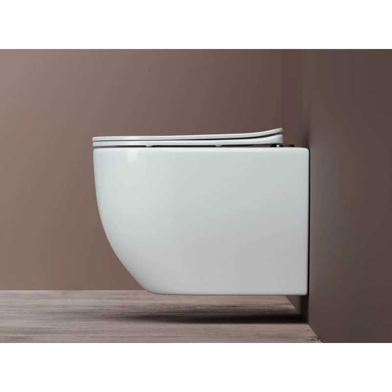 Унитаз подвесной Ceramica Nova Mia CN1805 безободковый, с сиденьем микролифт, белый