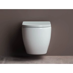 Изображение товара унитаз подвесной ceramica nova mia cn1805 безободковый, с сиденьем микролифт, белый
