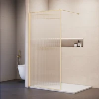 Душевая перегородка RGW WA-08Gb New Walk-in 81100809-156 90 см, профиль золотой матовый, стекло рифленое