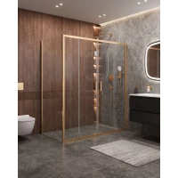 Душевой уголок Cezares Molveno MOLVENO-AH-2/1-170/90-C-BORO-IV 166,5x90 см, профиль золотой матовый, стекло прозрачное