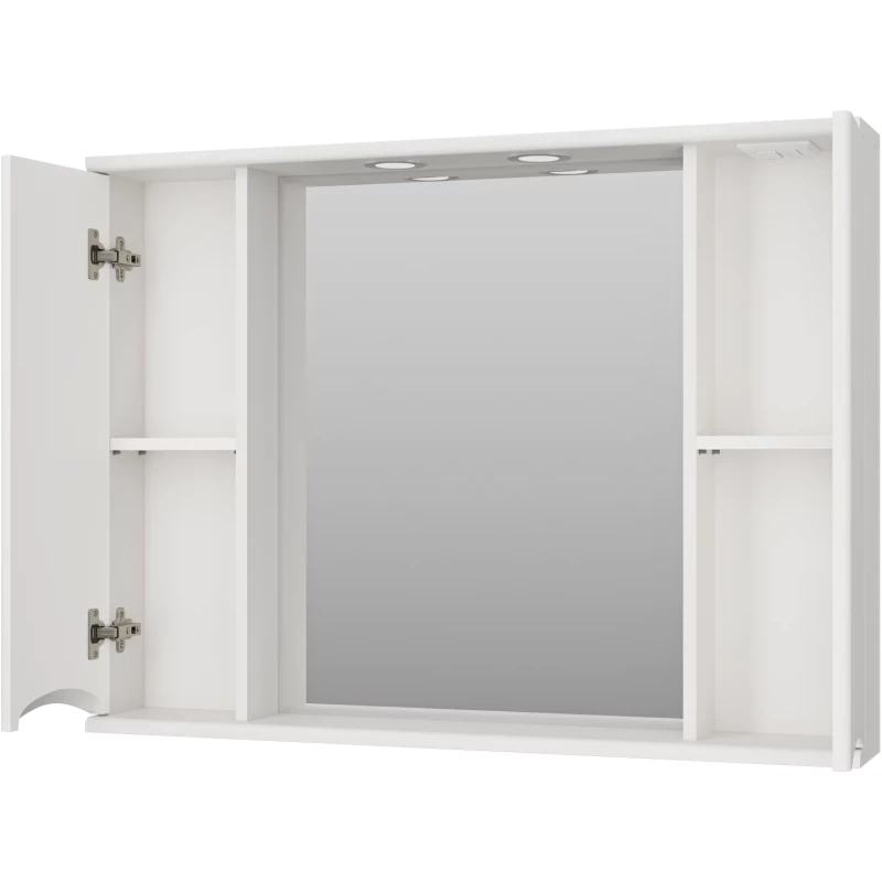 Зеркальный шкаф 100x74,5 см белый глянец Misty Атлантик П-Атл-4100-010