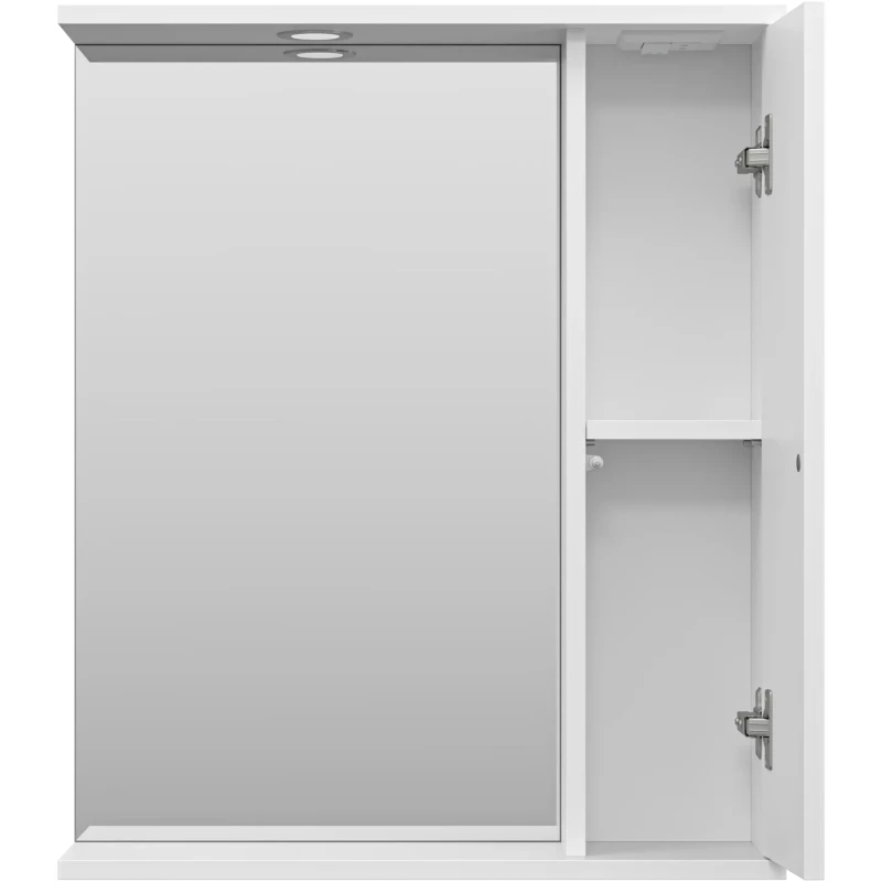 Зеркальный шкаф Misty Лира П-Лир04060-013П 60x72 см R, с подсветкой, выключателем, белый глянец/белый матовый