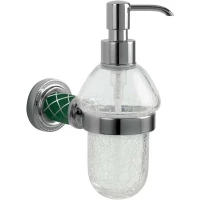 Дозатор для жидкого мыла Boheme Murano 10912-GR-CR 200 мл, настенный, хром/бирюзовый