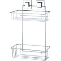 Полка для ванной Tekno-tel EF256 27 см, двойная, самоклеящаяся, хром