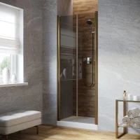 Душевая дверь Vegas Glass E2P LUX 110 05 07 110 см, профиль бронза, стекло графитовое