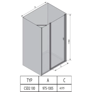 Изображение товара душевая дверь ravak chrome csd2 100 белый transparent 0qvac100z1