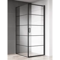 Душевой уголок AQUAme AQM5215-RH-9 90x90 см, профиль черный матовый, стекло прозрачное
