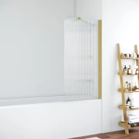 Шторка на ванну Vegas Glass EV ST NOVO 76 03 Moru R 76 см R, профиль золотой матовый, стекло рифленое