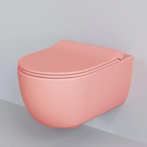 Изображение товара унитаз подвесной ambassador abner 103t20901r-102t20901s безободковый, с сиденьем микролифт, розовый матовый