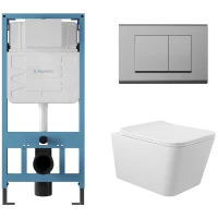 Комплект подвесной унитаз Aqueduto Macio MAC0110 + система инсталляции Aqueduto Tecnica Quadrado TEC01 + QUA0100