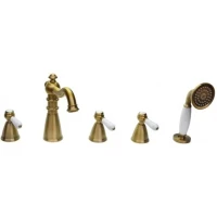 Смеситель на борт ванны Magliezza Grosso Bianco 50119-3-br с душевым гарнитуром, бронза