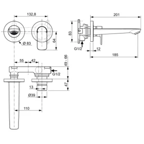 Изображение товара смеситель для раковины без донного клапана ideal standard connect air a7029aa