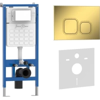 Инсталляция для унитаза Iberica Blanca Silencio Esti-Q IB001.836 с кнопкой смыва, золотой