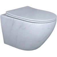 Унитаз подвесной GID Ws2198 (СС) безободковый, с сиденьем микролифт, белый мрамор