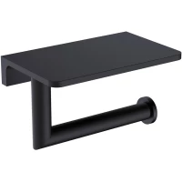 Держатель туалетной бумаги AQUAme Trento AQM7209MB с полкой для телефона, черный матовый
