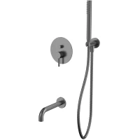 Смеситель для ванны Whitecross Y YSET06GM встраиваемый, с душевым гарнитуром, оружейная сталь