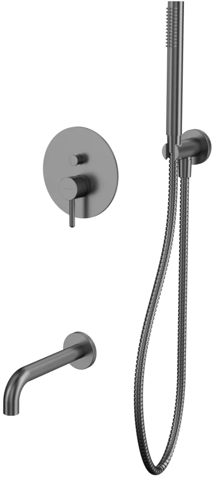 

Смеситель для ванны Whitecross Y YSET06GM встраиваемый, с душевым гарнитуром, оружейная сталь