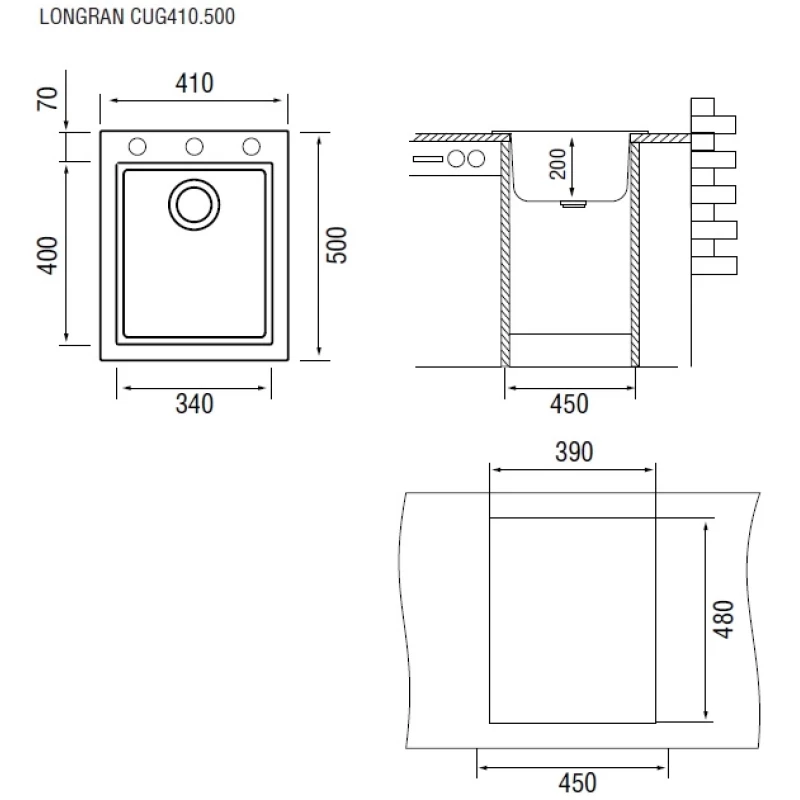 Кухонная мойка колорадо Longran Cube CUG410.500 - 08