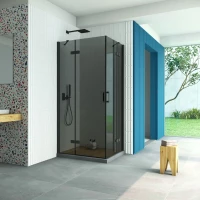 Душевой уголок Vegas Glass AFA-F Retta 100*80 02M 07 L 100x80 см L, профиль черный матовый, стекло графитовое