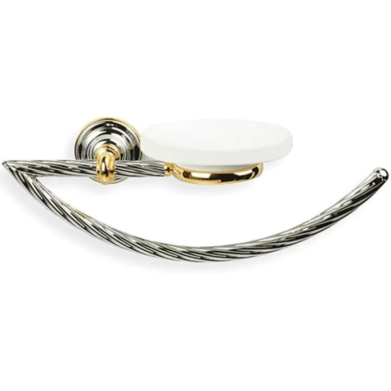 Полотенцедержатель кольцо с мыльницей Stil Haus Giunone G79(02) хром/золотой