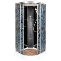 Душевая кабина 100x100x220 см Deto BM1510GMBLACK матовое с прозрачным узором