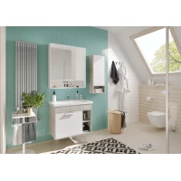 Комплект мебели белый глянец/дуб крафт 80 см Акватон Флай 1A237401FAX10 + 1WH302251 + 1A237702FAX10