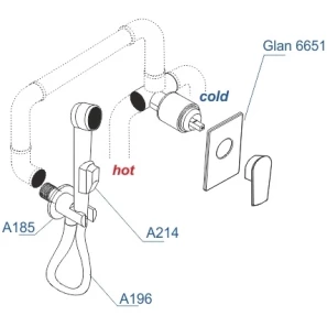 Изображение товара гигиенический душ wasserkraft glan a66096 со смесителем, черный глянец