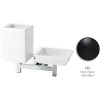 Стакан для зубных щеток с мыльницей Stil Haus Urania U14(23-BI) настенный, черный матовый/белый