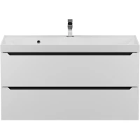 Тумба с раковиной Uperwood Tanos 29111020233 100 см, подвесная, белый матовый/графит матовый