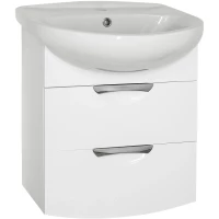 Тумба с раковиной белый глянец 56 см Style Line Жасмин-2 ЛС-00000345 + ЛС-00000158