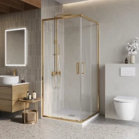 Душевой уголок BelBagno Luce LUCE-A-2-100-C-ORO 100x100 см, профиль золотой, стекло прозрачное