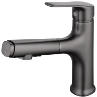 Смеситель для раковины Wonzon & Woghand WW-AE4151-BGG с выдвижным изливом, темный графит матовый