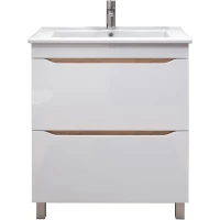 Тумба под раковину Vigo Grani tn.GRI.ELI.60.2Y дуб золотой 55,2 см, напольная, белый глянец/дуб золотой