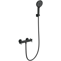 Термостат для душа Wonzon & Woghand Strato WW-B2048-A-MB с душевым гарнитуром, черный матовый