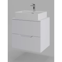 Тумба с раковиной Orange Line Li-60TuwMDF+B04-500W 60,2 см, подвесная, со столешницей, белый матовый