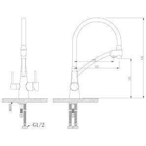 Изображение товара смеситель для кухни с подключением к фильтру lemark comfort lm3071c-gray
