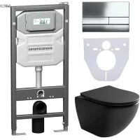 Комплект подвесной унитаз Ceramica Nova Metropol CN4002MB + система инсталляции Ceramica Nova Envision Flat CN1002CH + CN1000