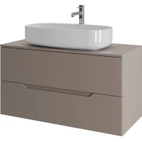 Тумба с раковиной Orange Line Li-100TuLMDF+B07-675W 100,4 см, подвесная, со столешницей, латте матовый