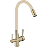 Смеситель для кухни Savol S-L1806C-12 с подключением к фильтру, гибким изливом, бронза/бежевый