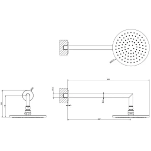 Изображение товара верхний душ gessi emporio 47284#149 201,5 мм, с кронштейном, никель матовый