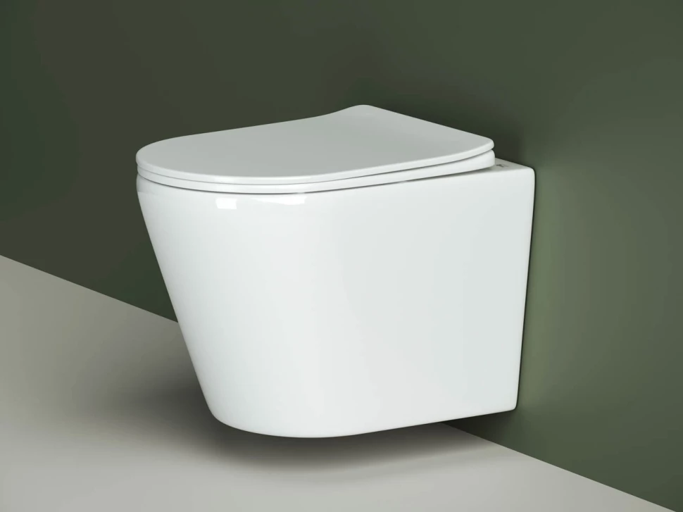 Унитаз подвесной Ceramica Nova Highlight CN1804 безободковый, с сиденьем микролифт, белый чаша напольного безободкового унитаза с сиденьем микролифт ceramica nova highlight cn1802 b