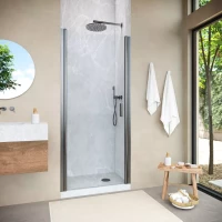 Душевая дверь Vegas Glass EP NOVO h2000 95 11 01 95 см, профиль оружейная сталь, стекло прозрачное