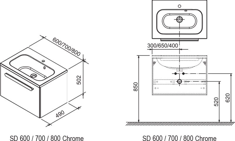 Тумба 60 см strip onyx/белый Ravak SD 600 Chrome X000000531