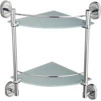Полка стеклянная Frap F1907-2 29x29 см, угловая, двойная, хром