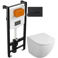 Комплект подвесной унитаз OWL 1975 Vind OWLT190302 + система инсталляции Jacob Delafon E24156-NF + E20859-7-BMT