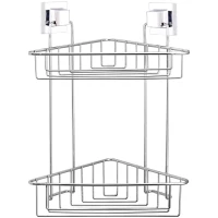 Полка для ванной Tekno-tel EF257 21x21 см, угловая, двойная, самоклеящаяся, хром