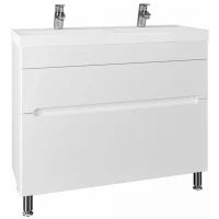 Тумба с раковиной белый глянец 100 см Санта Лондон 700174 + YUPITEP100